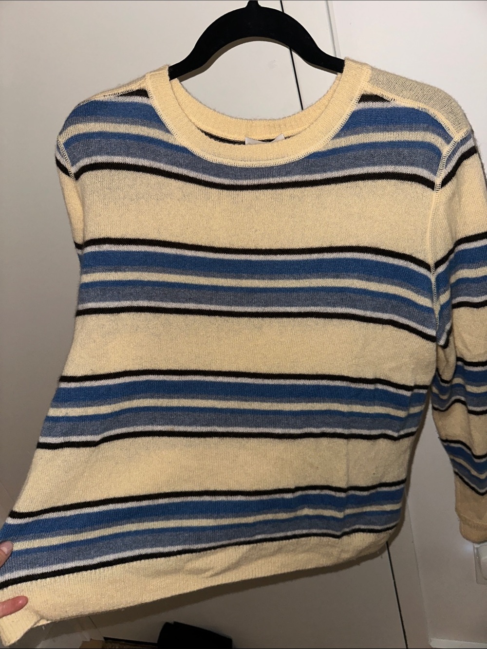 Reformation Striped Crewneck Sweater in yellow and Blue - Picture 3 of 5